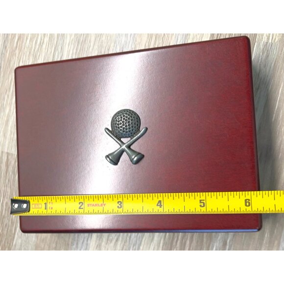 Golf Playing Cards in Wood Box 2 Decks Vintage Office Desk Display - Picture 11 of 12